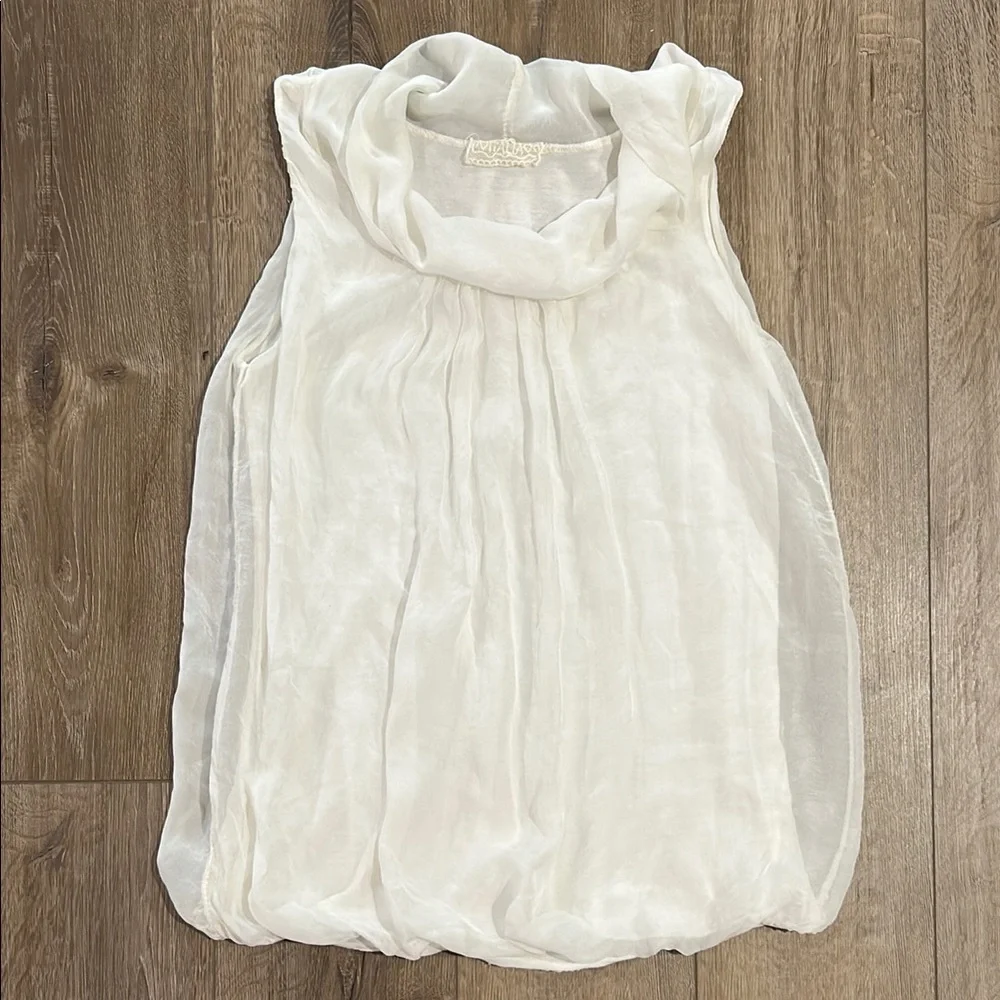 ITALIA Silk Overlay Cowl Neck Sleeveless Top - Picture 1 of 6